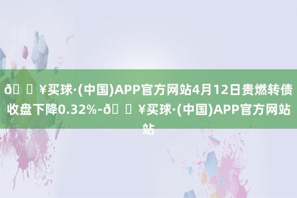 🔥买球·(中国)APP官方网站4月12日贵燃转债收盘下降0.32%-🔥买球·(中国)APP官方网站