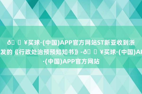 🔥买球·(中国)APP官方网站ST新亚收到浙江证监局下发的《行政处治预预知知书》-🔥买球·(中国)APP官方网站