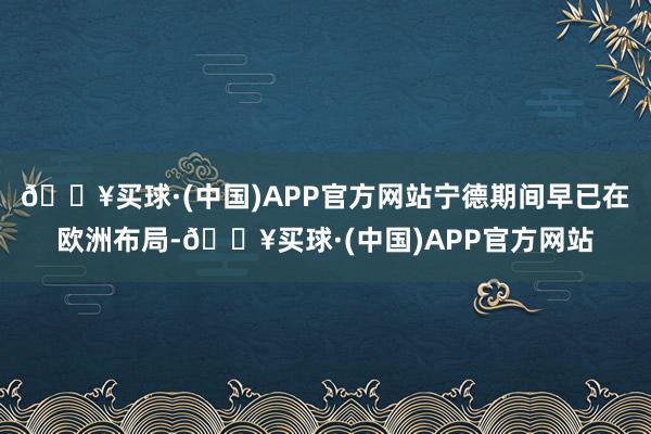 🔥买球·(中国)APP官方网站宁德期间早已在欧洲布局-🔥买球·(中国)APP官方网站